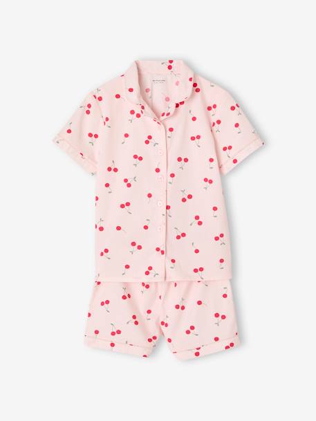 Pyjama fille en popeline Cherry rose pâle 1 - vertbaudet enfant 