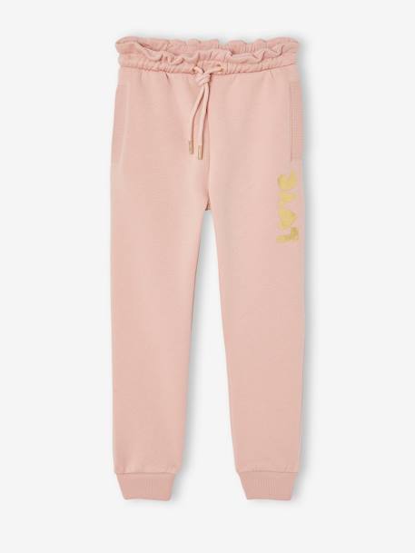 Jogging fille molleton motif love irisé rose+vert sauge 1 - vertbaudet enfant 