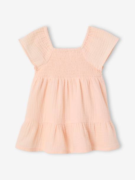 Robe bébé smockée en gaze de coton abricot poudré+rose bonbon 2 - vertbaudet enfant 