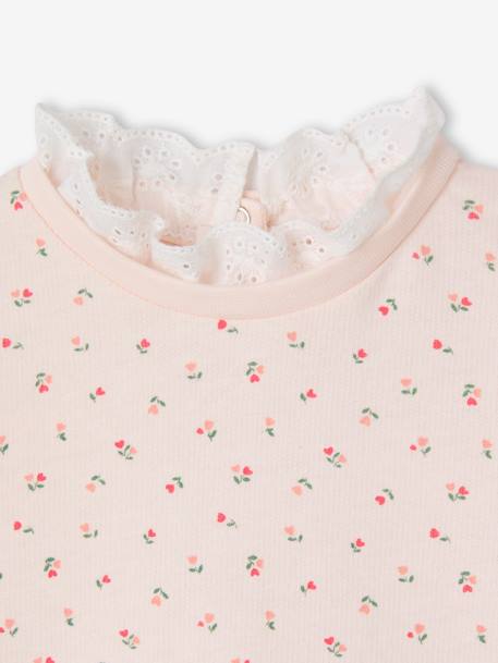 Sweat naissance imprimé petites fleurs avec col brodé rose pâle 3 - vertbaudet enfant 