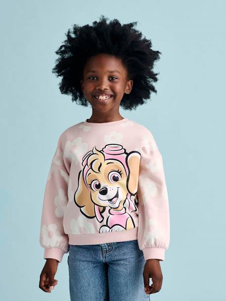 Sweat Pat Patrouille à fleurs fille motif Stella rose poudré 1 - vertbaudet enfant 