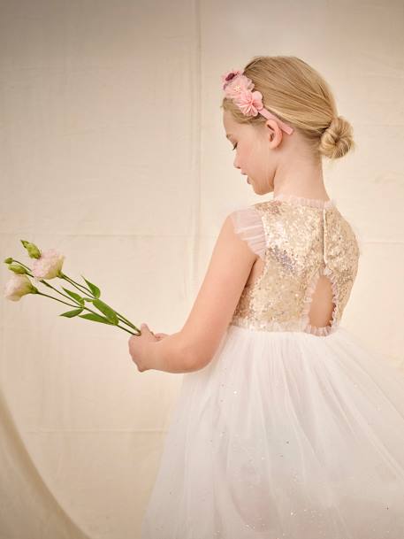 Robe cérémonie en sequins et tulle pailleté fille or 6 - vertbaudet enfant 