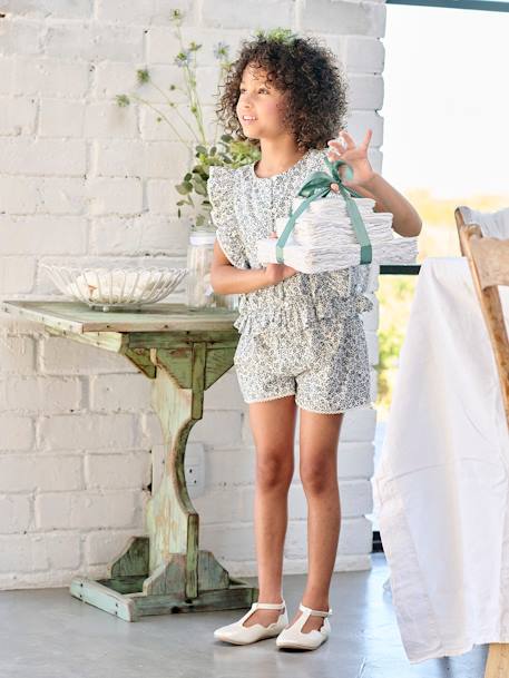 Ensemble blouse + short cérémonie fille bleu imprimé 5 - vertbaudet enfant 