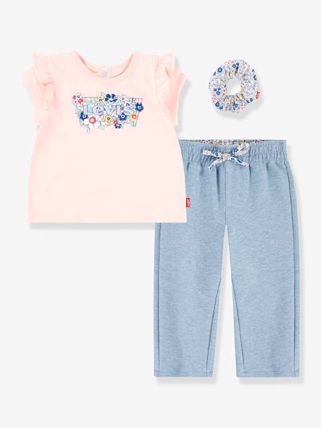 Ensemble Top + pantacourt + chouchou Ruffle LEVI'S rose 1 - vertbaudet enfant 