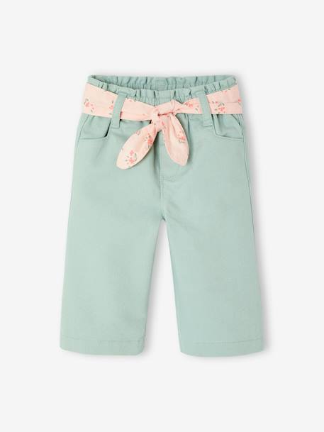 Pantalon large bébé avec ceinture à nouer bleu grisé 1 - vertbaudet enfant 