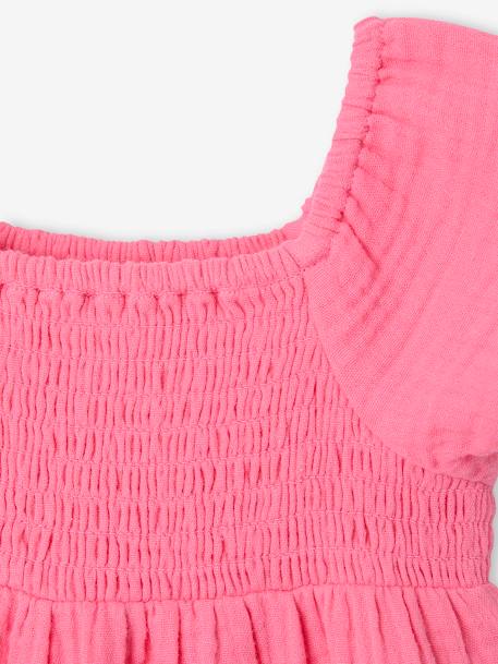 Robe bébé smockée en gaze de coton abricot poudré+rose bonbon 7 - vertbaudet enfant 
