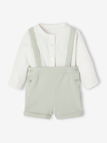 Ensemble bébé chemise et short cérémonie beige+vert sauge 15 - vertbaudet enfant 
