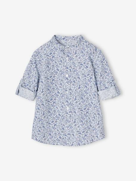 Chemise fleurie à col Mao garçon beige imprimé+bleu imprimé 10 - vertbaudet enfant 
