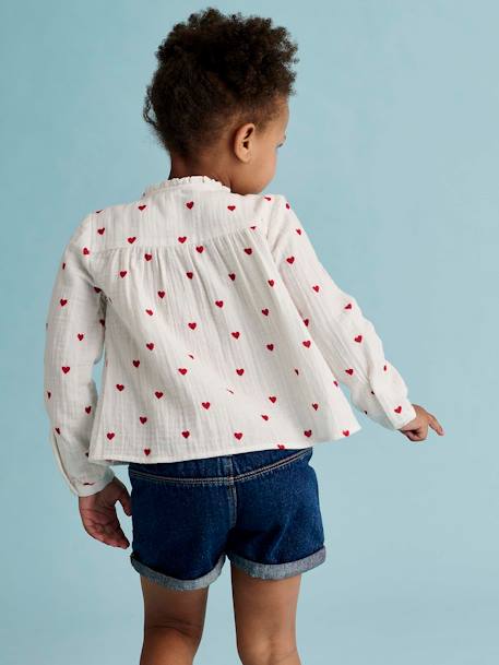 Short en jean fille bleu clair+bleu moyen+denim brut 12 - vertbaudet enfant 