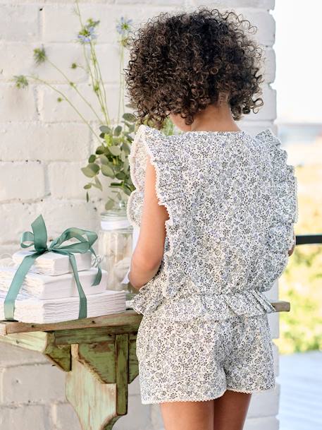 Ensemble blouse + short cérémonie fille bleu imprimé 9 - vertbaudet enfant 