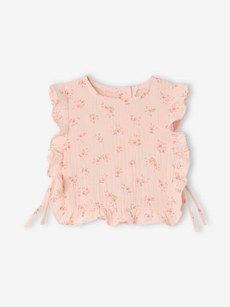 Ensemble bébé blouse short bandeau en gaze de coton rose pâle 4 - vertbaudet enfant 