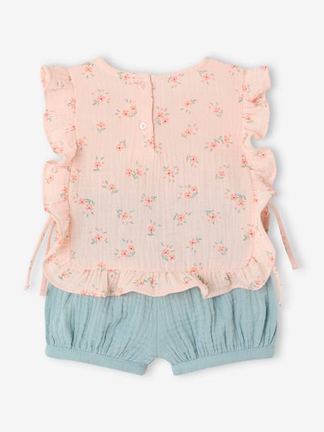 Ensemble bébé blouse short bandeau en gaze de coton rose pâle 6 - vertbaudet enfant 