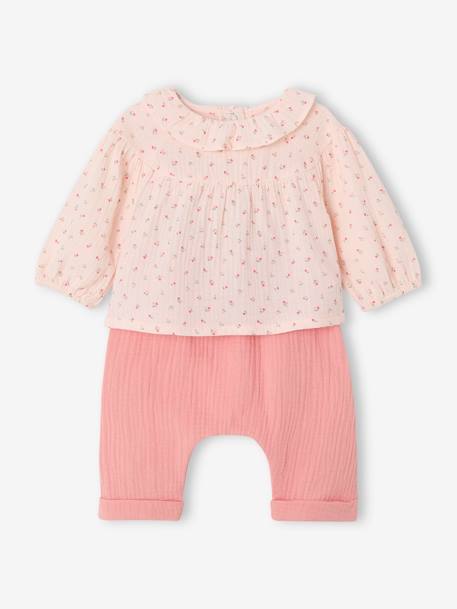 Ensemble naissance blouse et pantalon rose 1 - vertbaudet enfant 