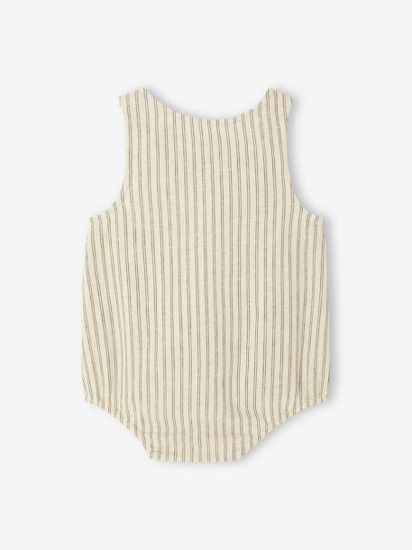 Barboteuse mixte rayée bébé coton/lin écru 3 - vertbaudet enfant 
