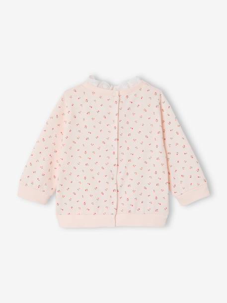 Sweat naissance imprimé petites fleurs avec col brodé rose pâle 2 - vertbaudet enfant 