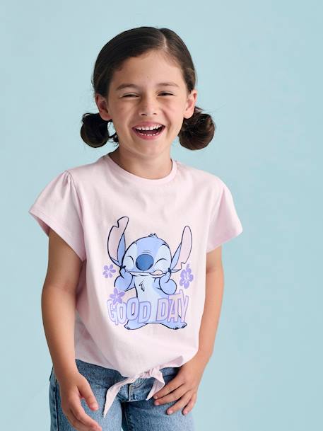 T-shirt noué 'Good day' Disney Stitch manches courtes lilas poudré 1 - vertbaudet enfant 