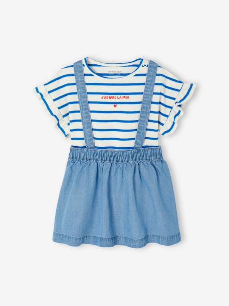 Ensemble t-shirt + jupe à bretelles bébé double stone 1 - vertbaudet enfant 