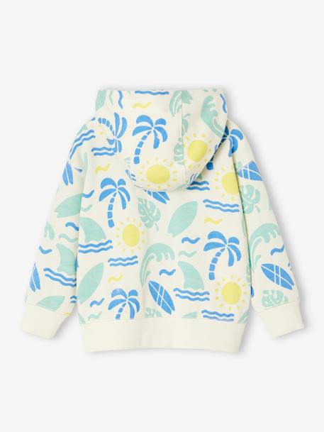 Sweat zippé à capuche motifs surf garçon blanc imprimé 3 - vertbaudet enfant 