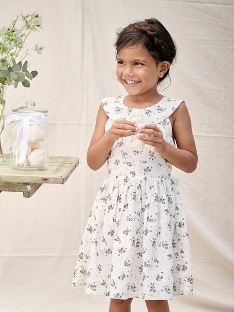 Robe de cérémonie imprimée fleurs fille blanc 6 - vertbaudet enfant 