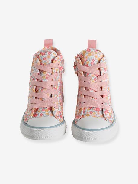 Baskets montantes fille en toile fantaisie blanc imprimé 4 - vertbaudet enfant 