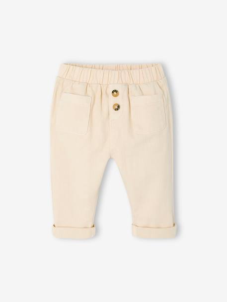 Pantalon bébé taille élastiquée caramel+vanille 6 - vertbaudet enfant 