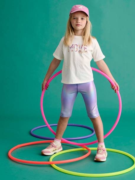 Ensemble sport tee-shirt + cycliste irisé fille lilas 1 - vertbaudet enfant 