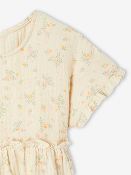 Blouse imprimée en gaze de coton fille beige+bleu grisé+vanille 10 - vertbaudet enfant 