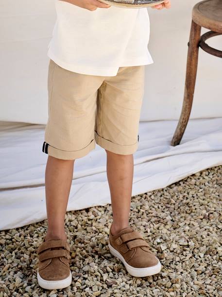 Bermuda garçon cérémonie en coton/lin beige+beige clair+bleu+marine foncé+vert sauge 2 - vertbaudet enfant 