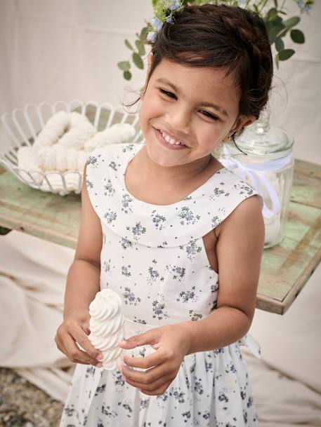 Robe de cérémonie imprimée fleurs fille blanc 7 - vertbaudet enfant 