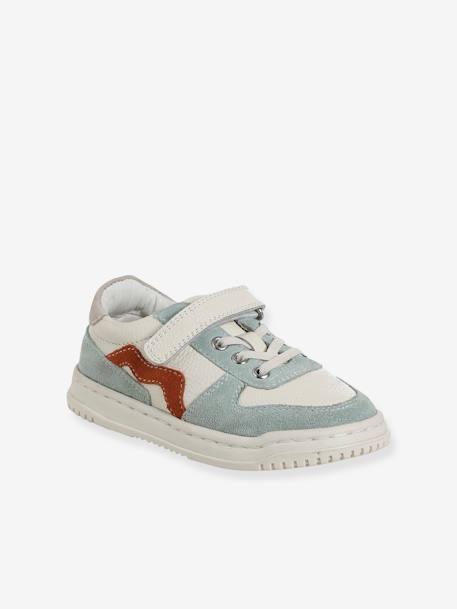 Basket enfant garçon cuir à scratchs et lacets élastiqués lot blanc+lot vert 8 - vertbaudet enfant 