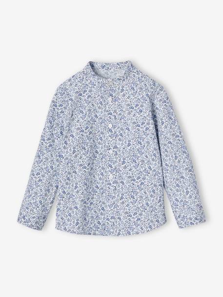 Chemise fleurie à col Mao garçon beige imprimé+bleu imprimé 9 - vertbaudet enfant 