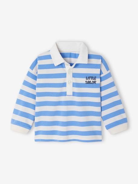 Polo à larges rayures bébé rayé bleu 1 - vertbaudet enfant 