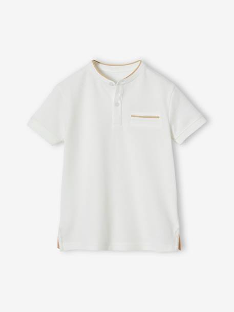 Polo garçon col Mao bleu ciel+écru+marine 9 - vertbaudet enfant 