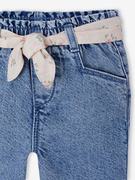 Pantalon large bébé fille denim léger ceinture imprimée double stone 5 - vertbaudet enfant 