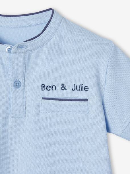 Polo garçon col Mao bleu ciel+écru+marine 4 - vertbaudet enfant 