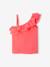 T-shirt à volant asymétrique fille corail+écru+vert sauge 2 - vertbaudet enfant 