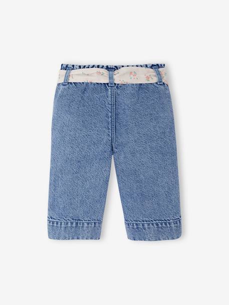Pantalon large bébé fille denim léger ceinture imprimée double stone 4 - vertbaudet enfant 