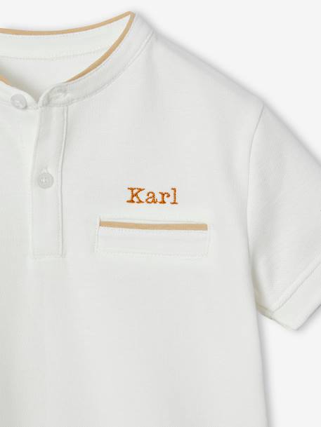 Polo garçon col Mao bleu ciel+écru+marine 12 - vertbaudet enfant 