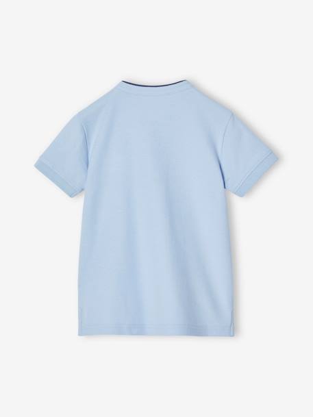Polo garçon col Mao bleu ciel+écru+marine 3 - vertbaudet enfant 