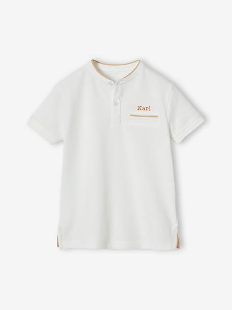 Polo garçon col Mao bleu ciel+écru+marine 10 - vertbaudet enfant 