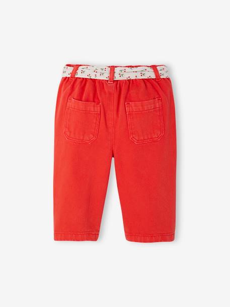 Pantalon large bébé avec ceinture à nouer rouge 2 - vertbaudet enfant 