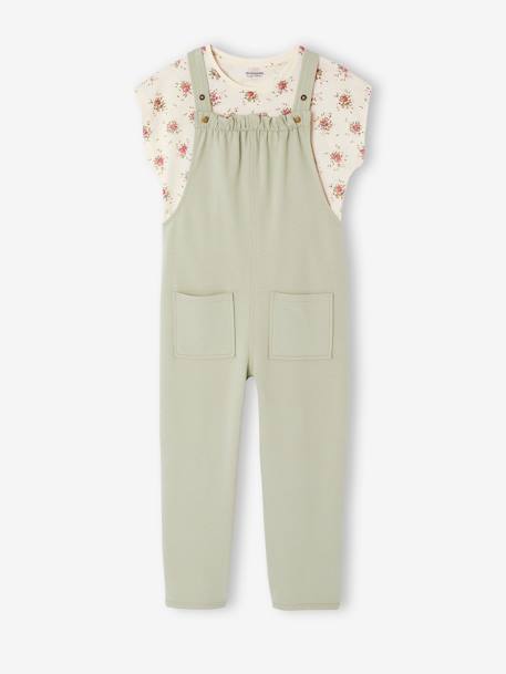 Ensemble t-shirt et salopette fille rose+vert sauge 7 - vertbaudet enfant 