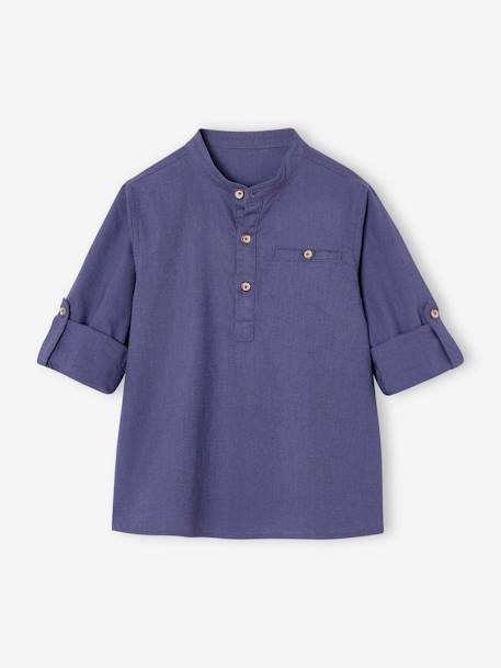 Chemise col Mao personnalisable blanc+bleu ardoise+bleu ciel+vert sauge 14 - vertbaudet enfant 