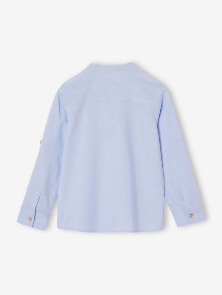 Chemise col Mao personnalisable blanc+bleu ardoise+bleu ciel+vert sauge 22 - vertbaudet enfant 