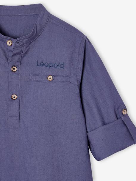 Chemise col Mao personnalisable blanc+bleu ardoise+bleu ciel+vert sauge 17 - vertbaudet enfant 