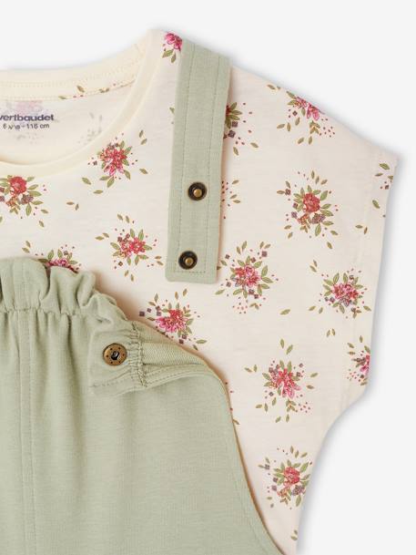 Ensemble t-shirt et salopette fille rose+vert sauge 11 - vertbaudet enfant 