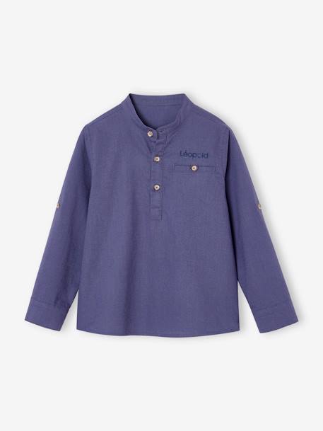 Chemise col Mao personnalisable blanc+bleu ardoise+bleu ciel+vert sauge 19 - vertbaudet enfant 