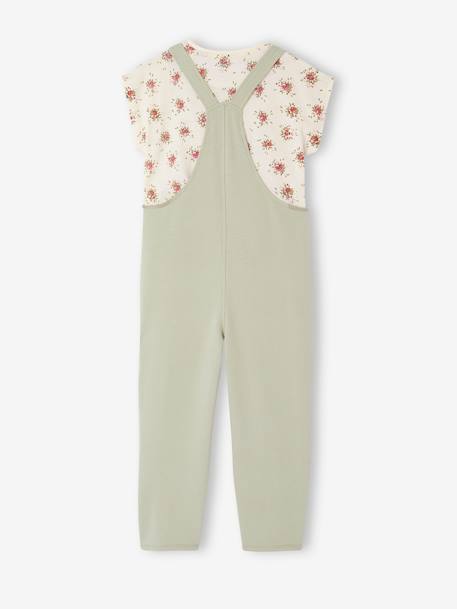 Ensemble t-shirt et salopette fille rose+vert sauge 10 - vertbaudet enfant 
