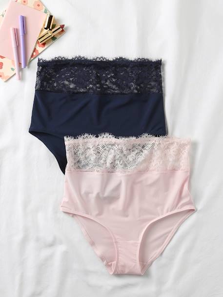 Lot de 2 culottes de grossesse taille haute crêpe et dentelle marine 3 - vertbaudet enfant 