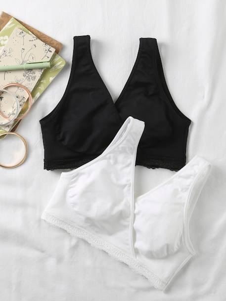 Lot de 2 brassières d'allaitement croisées sans couture Lot noir + blanc 1 - vertbaudet enfant 
